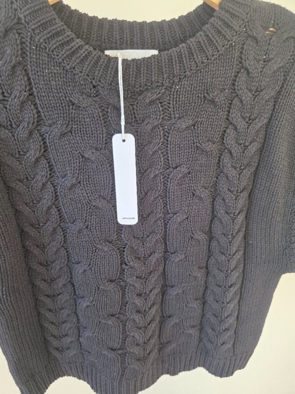 Anthropologie Self Contrast Black Short Sleeve Sweater | NWT | Medium - Picture 2 of 8